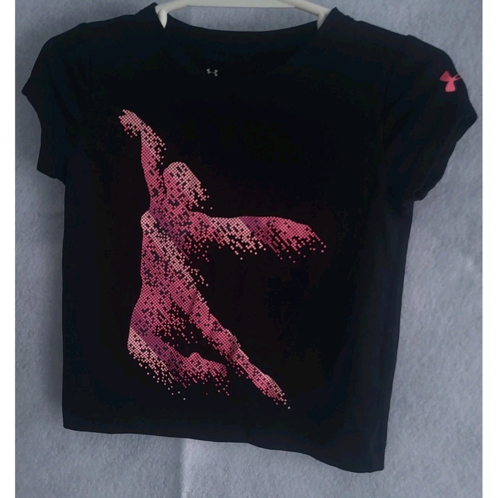 baby toddler girls black under armour graphic t shirt pink fade dancer 18 mo‎
